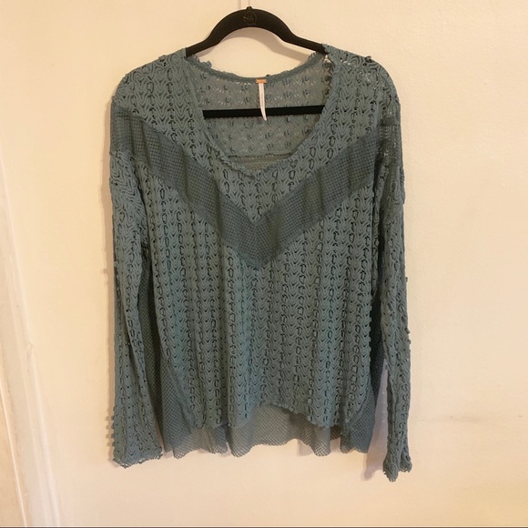 FREE PEOPLE long sleeve top sheer flowy size M - Picture 1 of 4